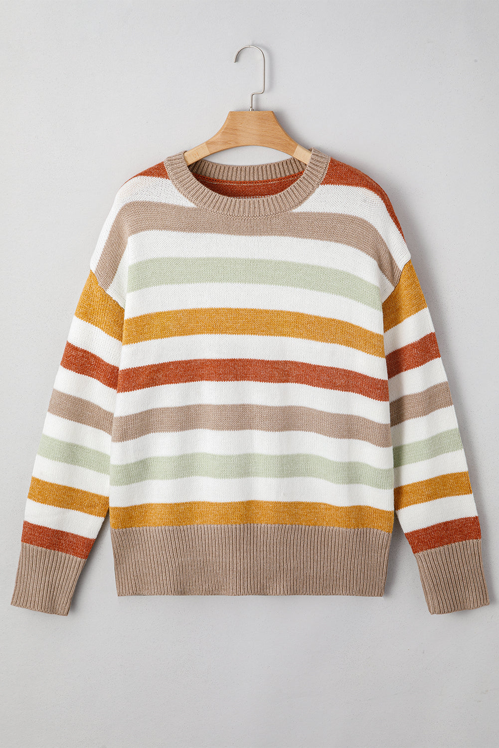 Multicolour Striped Colorblock Plus Size Cozy Sweater Dear-Lover Dropshipping